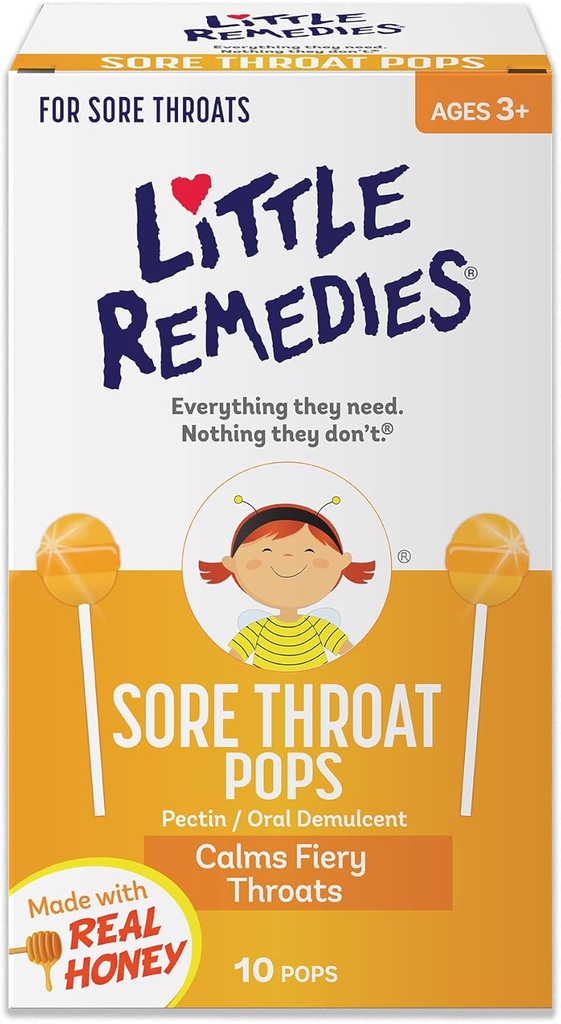 Piccoli Rimedi Sore Throat Pops, Realizzato con vero miele, 10 Conte(Pack of 1)