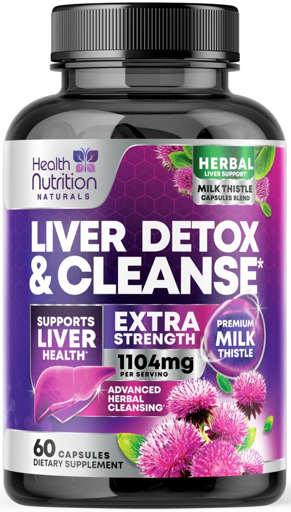 Detox & Repair Formula - Integratore avanzato di supporto per fegato con cardo silymarin, radice di dadelion, estratto di carciofo, curcuma, colina, e barbabietola - 60 capsule vegetali