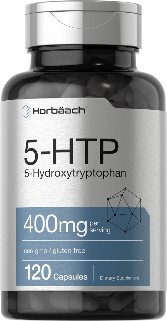 Horbäach 5HTP 400mg Capsule | 120 Count | Extra Strength Supplement | Non-GMO, Gluten Free | 5 Hydroxytryptophan