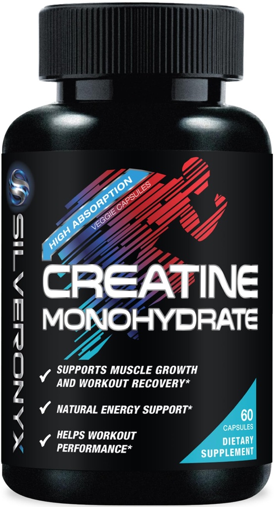 Creatina Monoidrato capsule 3000mg - Integratore alimentare di creatina micronizzato - Crescita muscolare magra, Prestazioni di allenamento, Supporto di energia e resistenza - 750mg per Capsula ad alto assorbimento - 60 Count