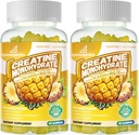 Creatina monoidrato Gummies Complesso per uomini e donne -Formula avanzata W/L-Taurine + Vitamina B12, Zucchero Gratis Chewable Supplement,180 Ananas Gummies 2pack