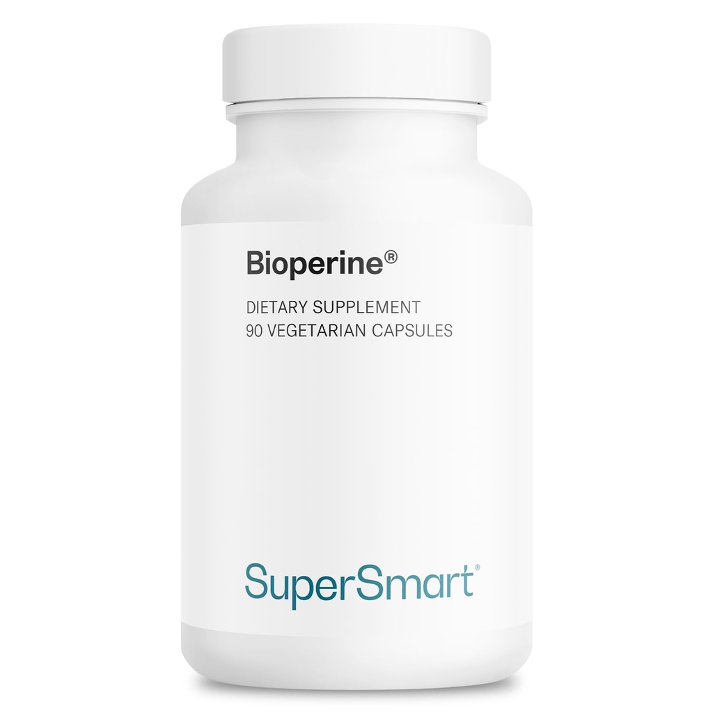 SuperSmart Bioperine 30mg al giorno (95% Piperine) - Black Pepper Extract Supplement - Absorption Enhancer - Digestive Enzymes Support | Non-GMO & Gluten Free - 90 capsule vegetariane