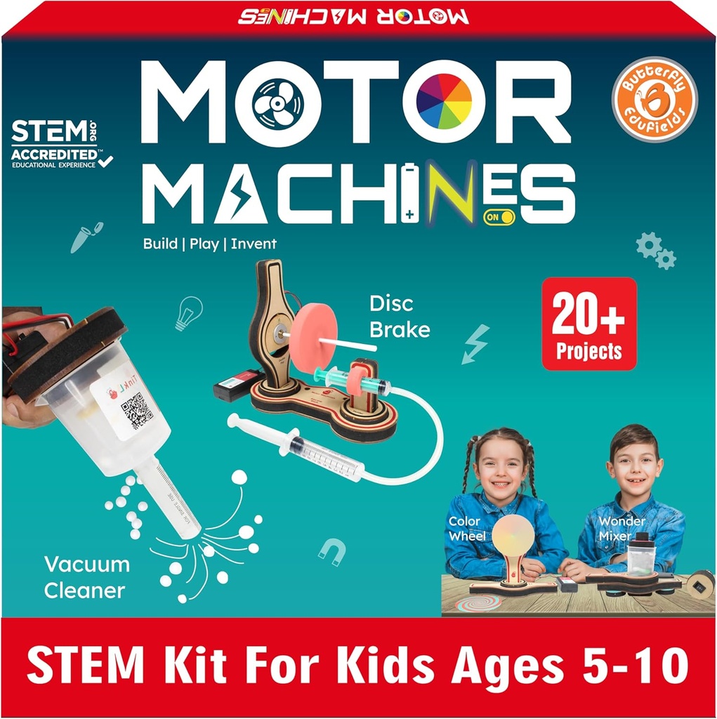 Butterfly EduFields 20in1 STEM Projects Kit per bambini Età 5-7 6-8 8-10 | Giocattoli STEM per bambini 5 6 7 8 9 10 anni vecchio | Motor Machines - Robotics & Engineering Toys | Regalo per 6 7 8 9 10 anni vecchio