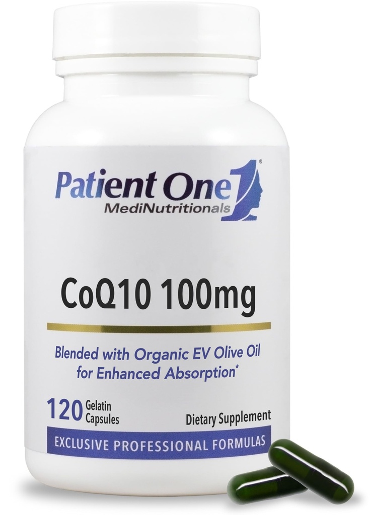 Paziente One Coenzyme Q10 (CoQ10) 100 mg | Integratore antiossidante per sostenere il cuore e la salute vascolare* | con olio di oliva biologico | 120 capsule