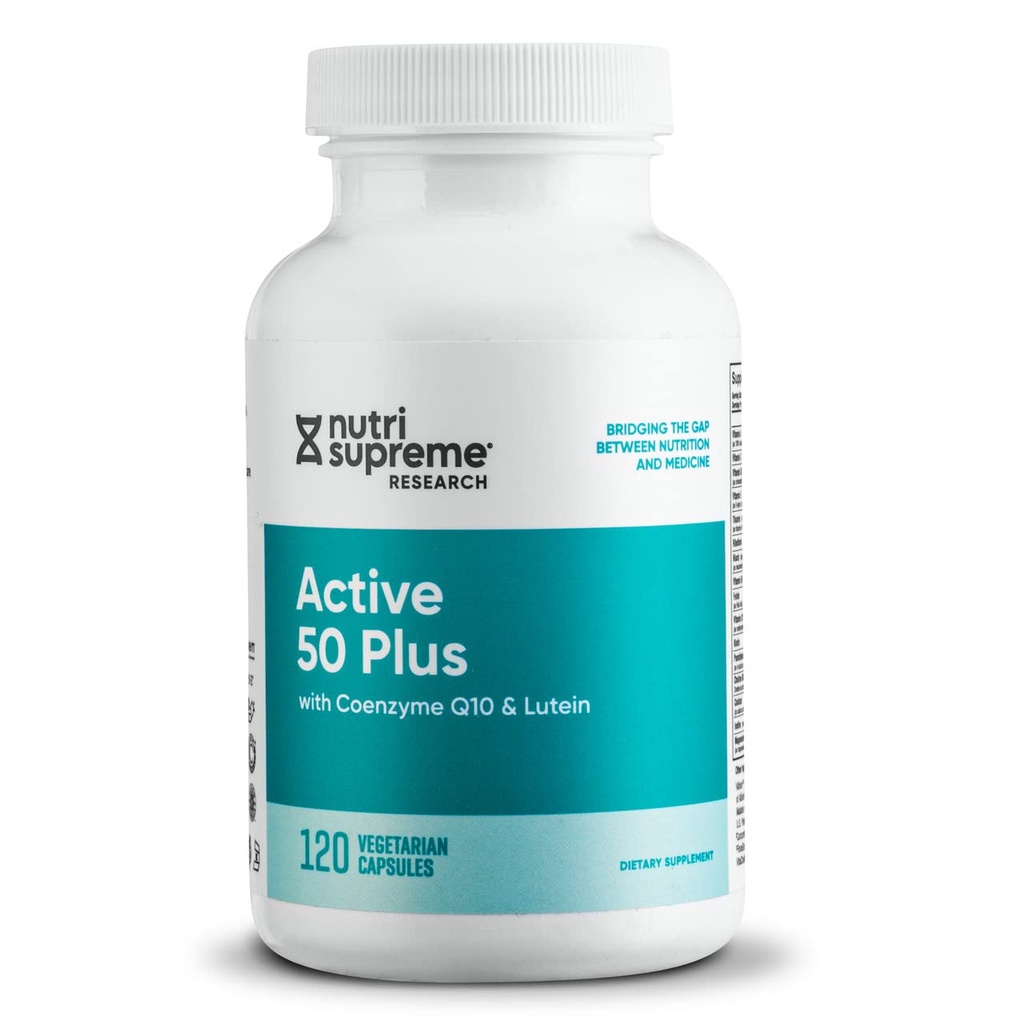 Nutri Supreme Active 50 Plus, CoQ10, Lutein, ALA e Turmeric, Formula avanzata per l'invecchiamento sano e vitalità, 120 capsule vegetali