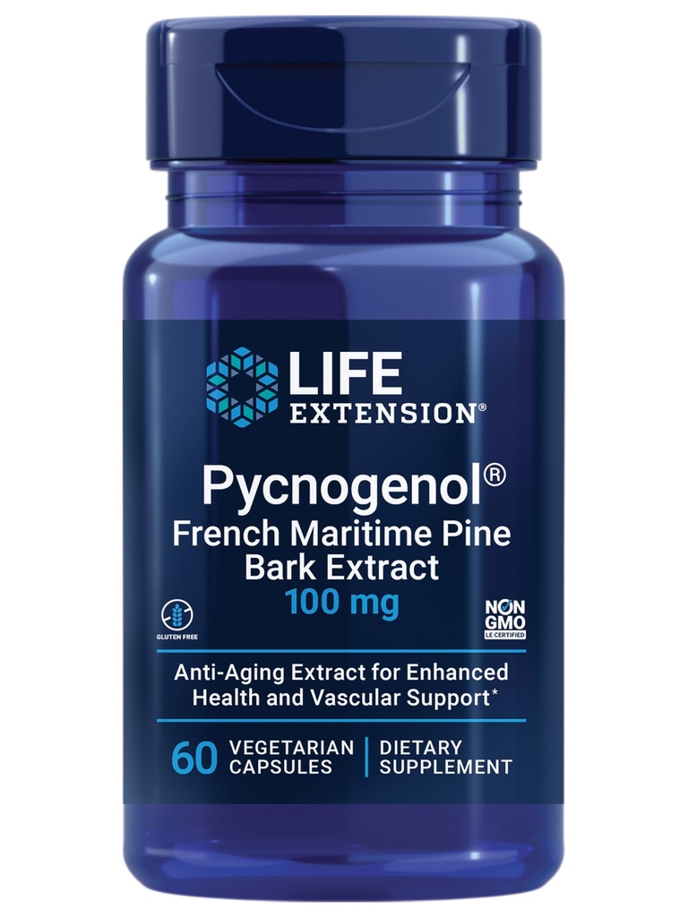 Pycnogenol – Estratto di corteccia di pino marittimo francese – Studi scientifici di invecchiamento sano e supplemento di salute vascolare – Non OGM, senza glutine, vegetariano – 60 capsule