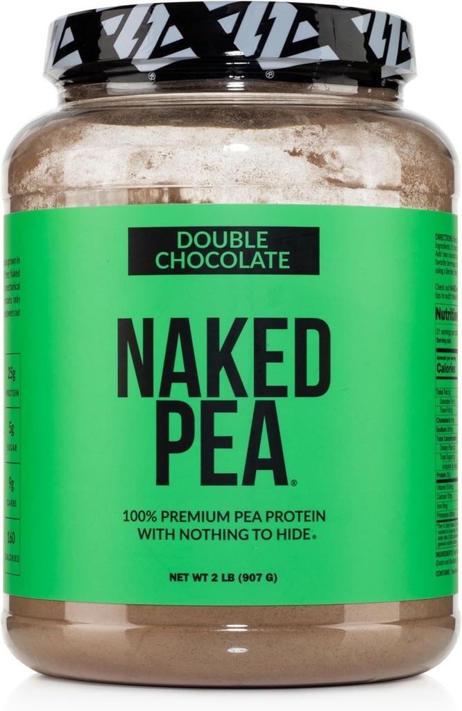 NAKED Pea - Doppia Proteina di Cioccolato da Stati Uniti & Canadesi Farms, Cacao Organico, Zucchero di Cocco Organico - No OGM, No Soy, and Gluten Free, Aid Growth and Recovery - 21 Servings