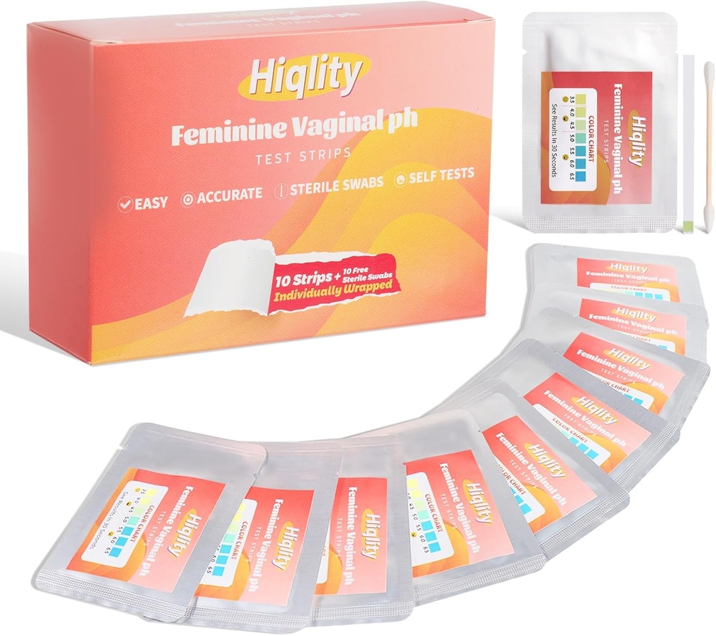 Strisce di prova del pH vaginale con tamponi sterili, strisce di prova del pH vaginale della salute femminile, prova di equilibrio del PH vaginale e di infezione del lievito, strisce di prova del BV confezionate individualmente per le donne, 10 sacchetti