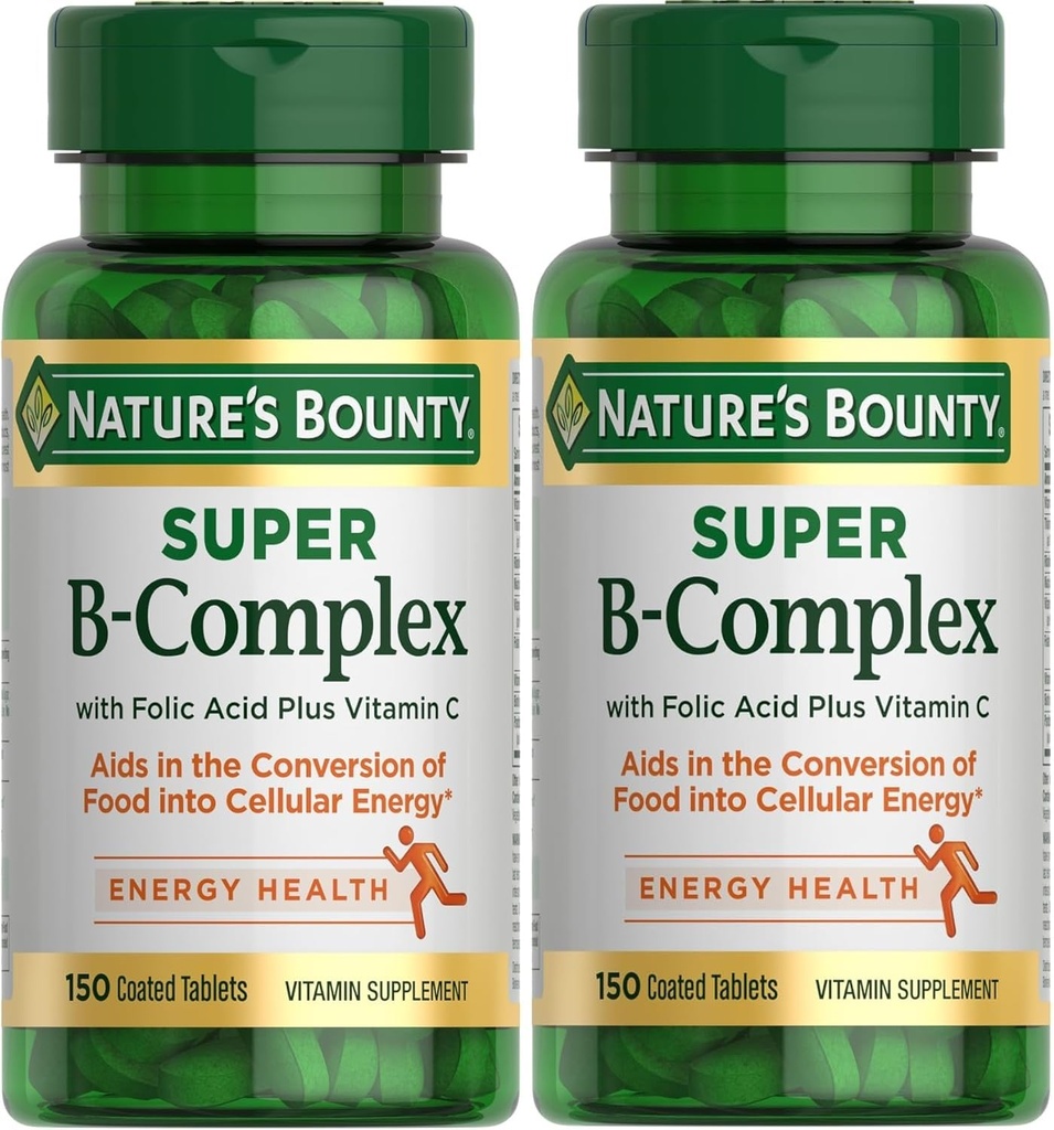 Complesso Bounty Super B della natura con vitamina C & acido folico, supporto immunitario e energetico, 150 compresse - Confezione da 2