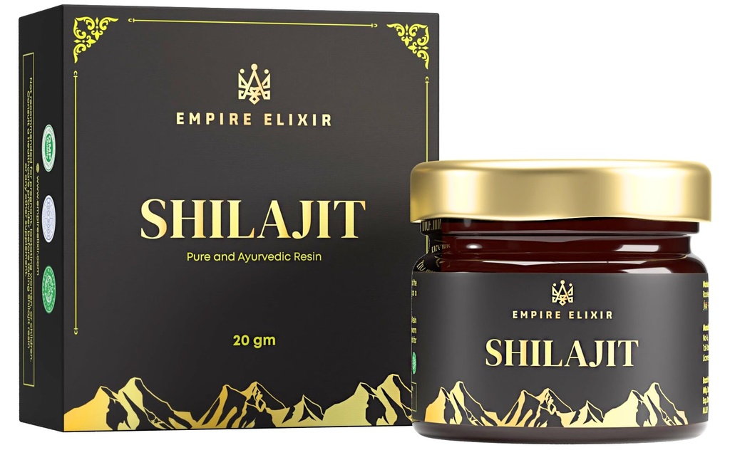 Shilajit Resina Pure Himalayan 20g Jar - da Empire Elixir High Potency Gold Grade per gli uomini e le donne | Supplemento minerale naturale | Energy Boost & Immune Support, 75% acido Fulvic