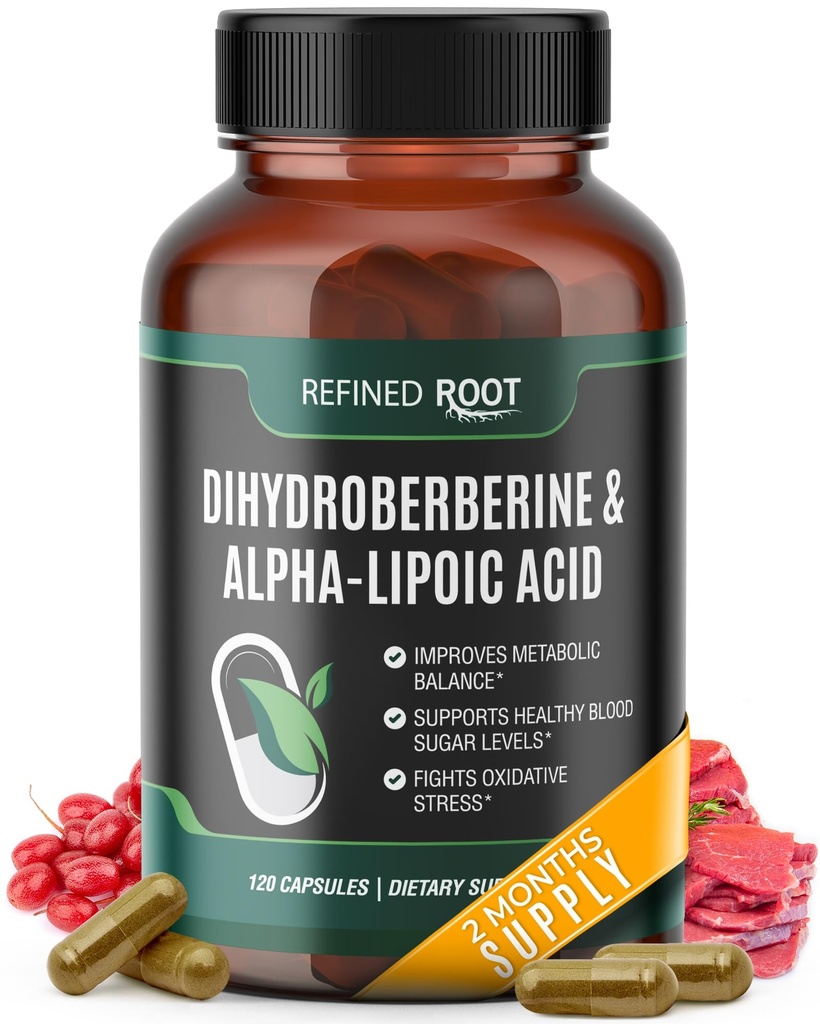 Diidrobertina di radice refrigerata 300mg con acido alfa lipoico 600mg supplemento - Supplemento di berbina ad alta resistenza con acido alfa-lipoico (ALA) - Diidroberina avanzata per la salute ottimale