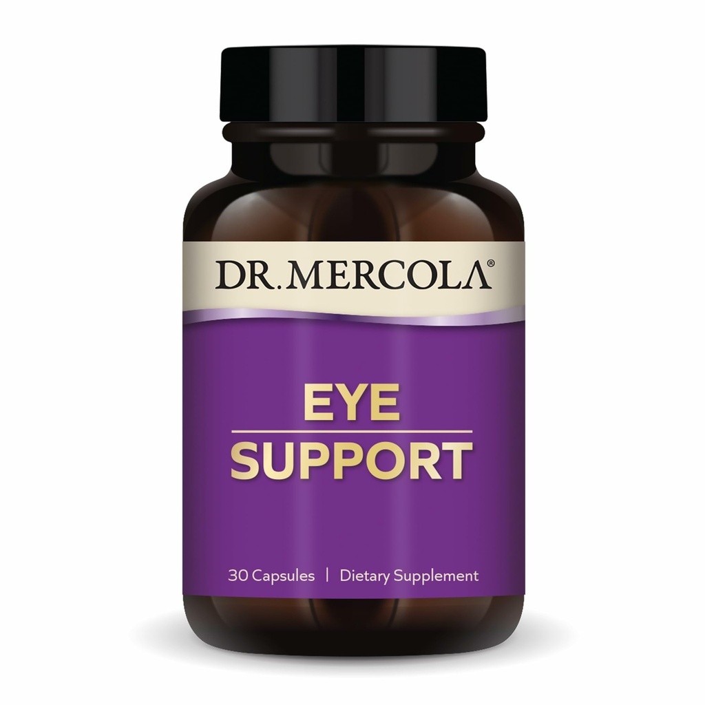Dr. Mercola Eye Support - Supporta Eye & Vision Health - con Lutein, Zeaxanthin, Organic Astaxanthin & Black Currant - Non OGM, Gluten-Free & Soy Free - 30 Capsule (30 Serve)
