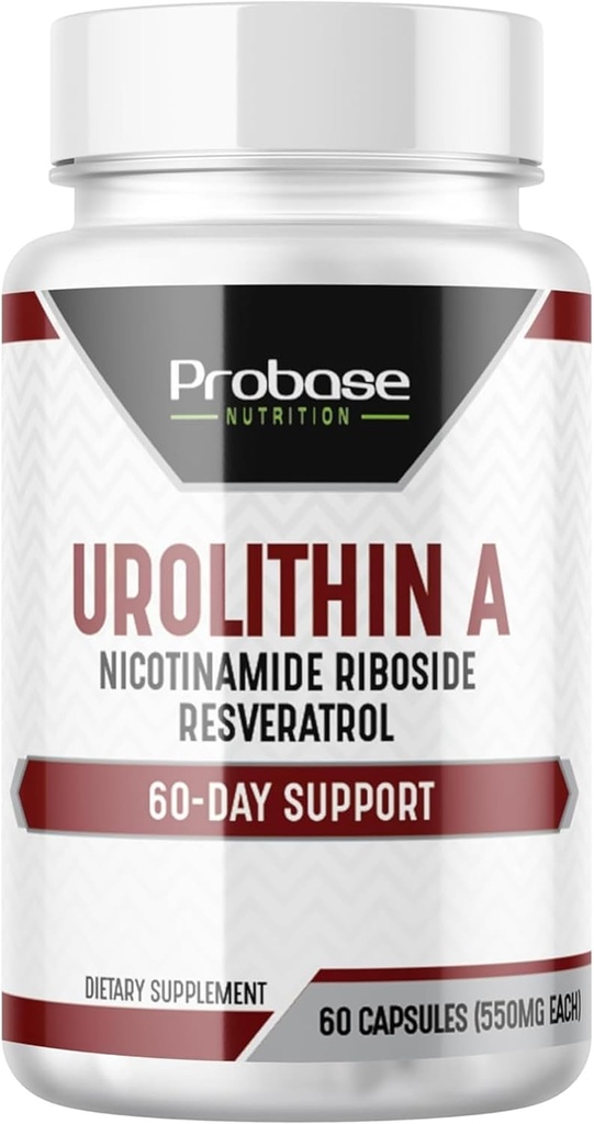 Probase Nutrition Urolithin A - [60-Day Supply] - con aggiunta NR e Resveratrolo - alternativa a NMN, NAD, CoQ10, PQQ per l'invecchiamento sano