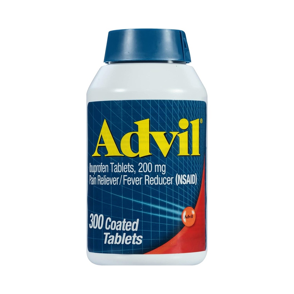 Advil Pain Reliever e Fever Riduttore, Pain Relief Medicine con Ibuprofen 200mg per Mal di testa, Backache, Dolore mestruale e Joint Pain Relief - 300 compresse rivestite