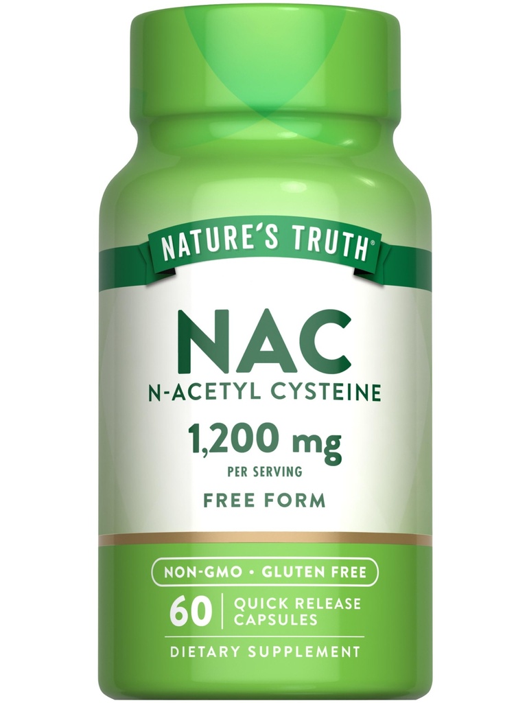 La verità della natura NAC Supplemento | N Acetyl Cysteine | Aminoacido forma libera | 1200 mg | 60 capsule | Supplemento non OGM e Gluten