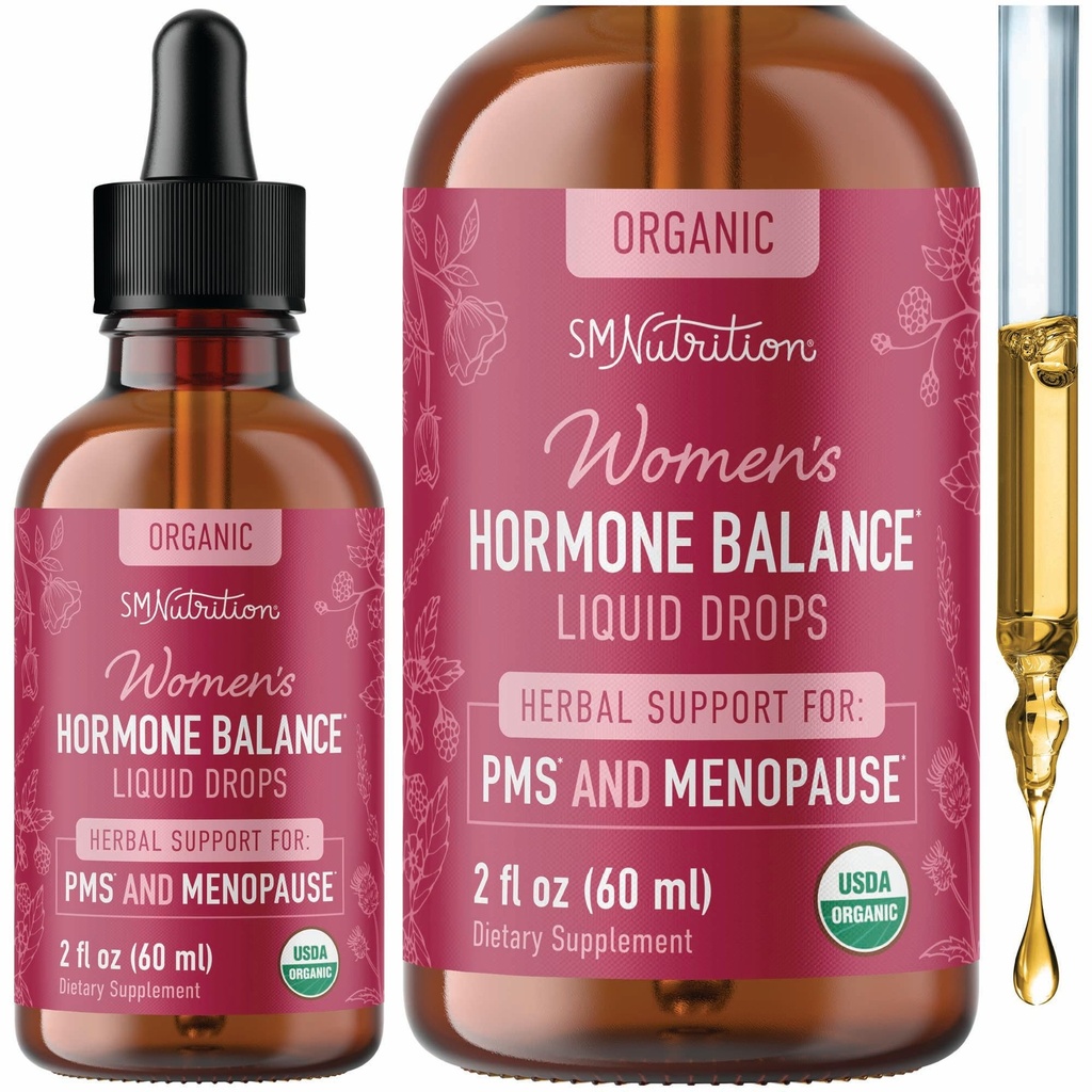 Ormone Balance Liquid Drops | con Black Cohosh, Sting Nettle, Red Raspberry Leaf, Chasteberry & More | Menopause, Hot Flash, & PMS Relief Menstrual Herbal Support Tincture | Vegan Formula | 2oz