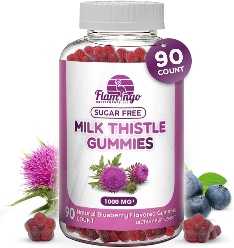 Il cardo di latte Gummies- naturalmente aromatizzato, senza zucchero latte Thistle 1000mg Extract – Detox del fegato, supporto, nuova pulizia. Deliziosa alternativa a capsule di latte-thistle, potere, o tè - 90 conte