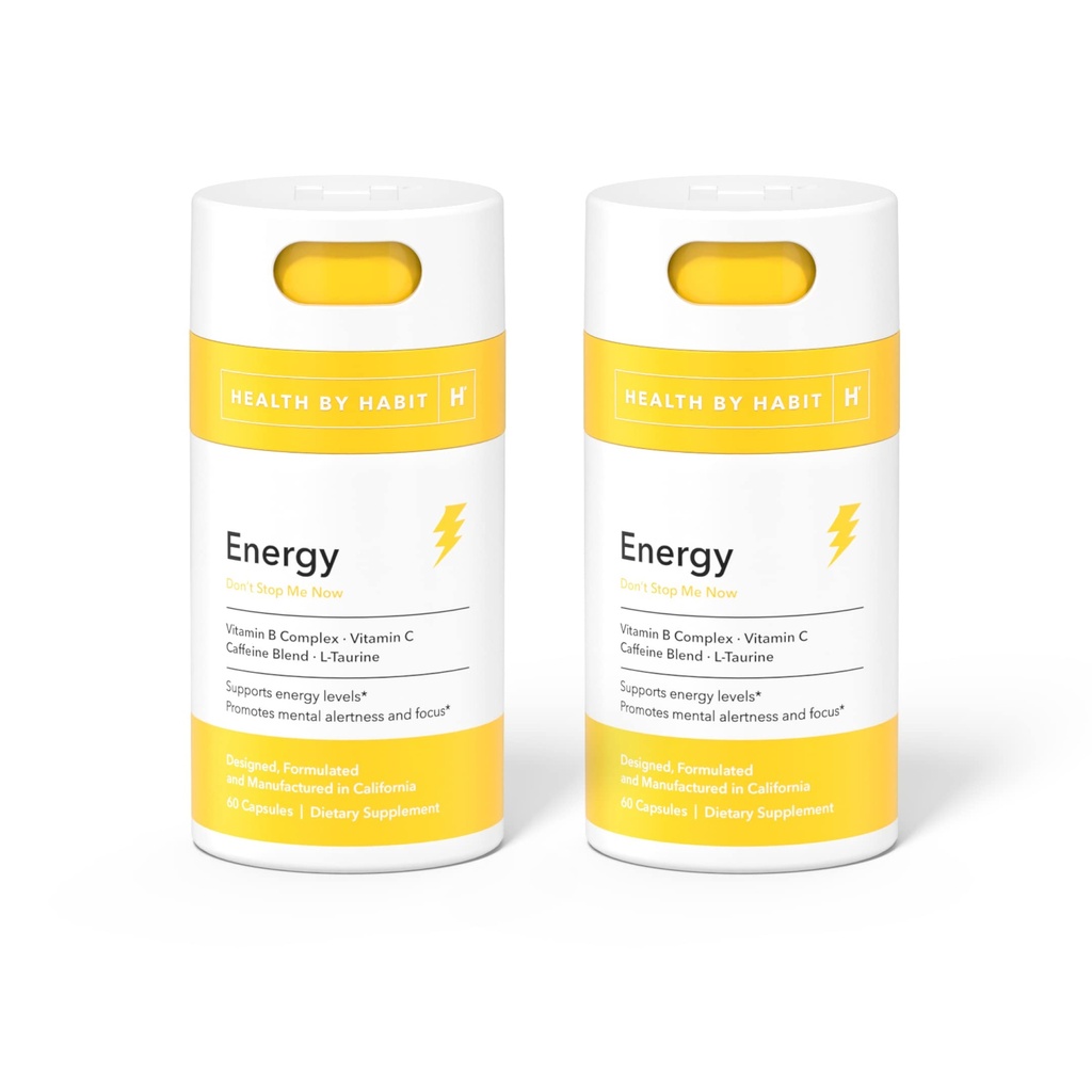 Salute per Habit Energy Supplement 2 Pack (120 capsule) - Natual Caffeine Blend, Vitamine B & C, Supporta livelli energetici, Promuove l'Alertness Mentale e Focus, Vegan, Non OGM, Sugar Free (2 Pack)