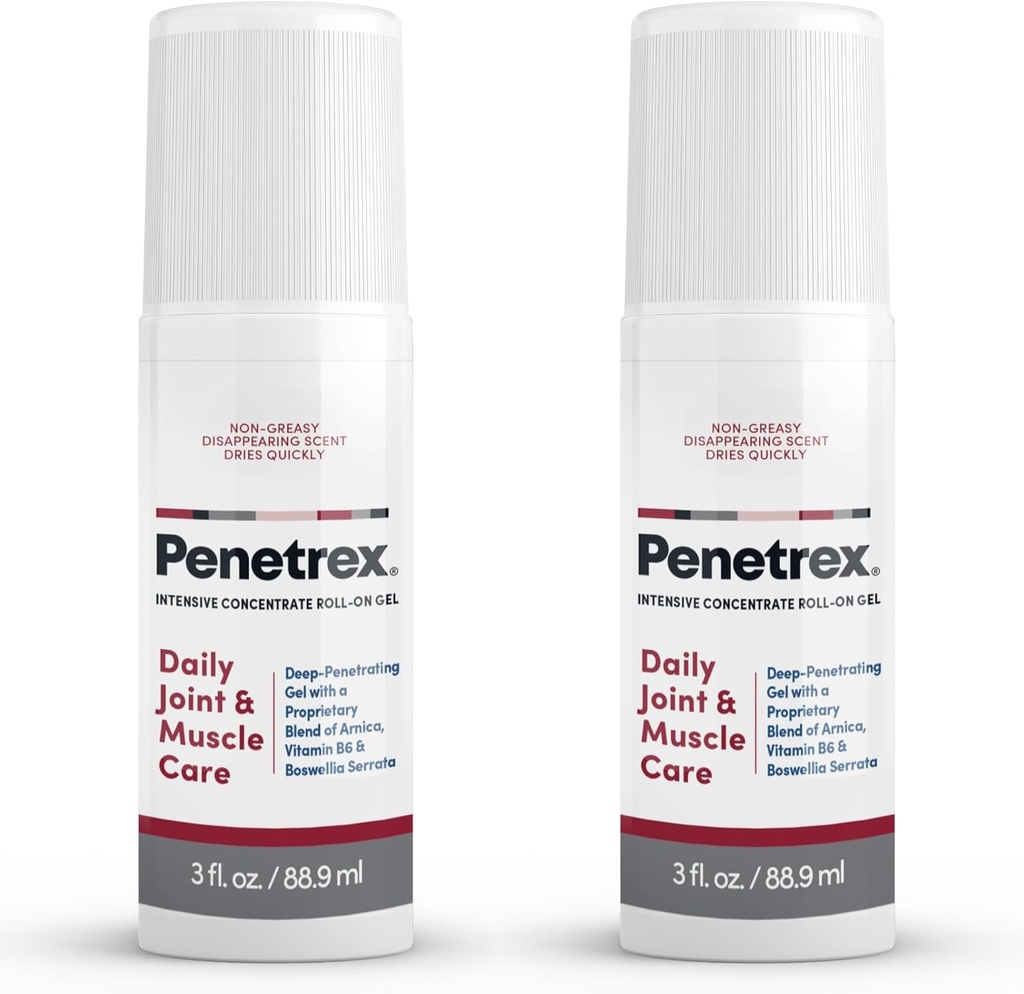 Penetrex Joint & Muscle Therapy - Gel rilassante per schiena, collo, mani, piedi - Rubinetto intero Premium con Arnica, Vitamina B6 & MSM - 3oz Roll On Gel (2-Pack)