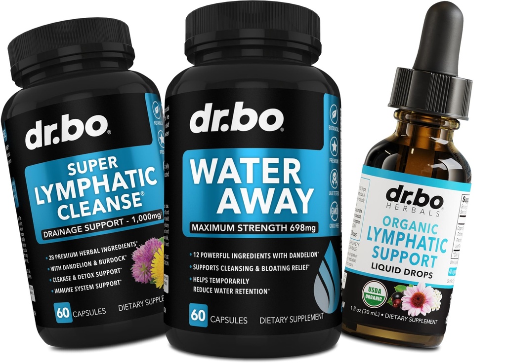 Pillole d'acqua Diuretici e integratori di drenaggio linfatico - Natural Away Pills Water Retention & Organic Lymphatic Support Liquid Drops Cleanse - Fluid & Lymph System Support Supplemento Detox