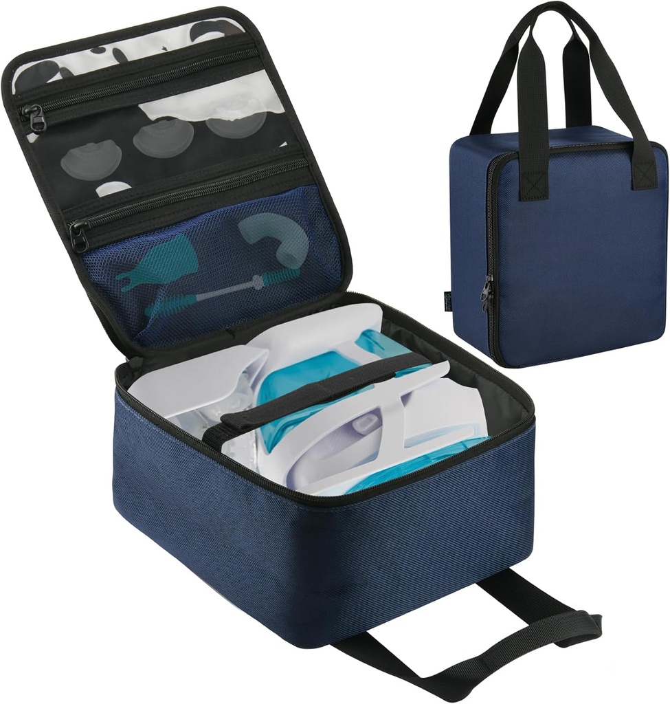 Beautyflier Nose Cleaner Storage Bag, Travel Safety Case for Navage Nasal Irrigation System, Countertop Caddy Portable Neti Pot Carrying Case, Protective Nose Cleaner Bag with Handle Strap (solo Bag)
