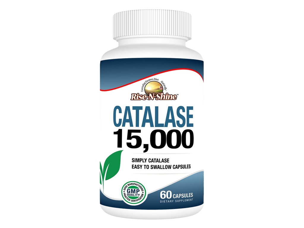 Rise-N-Shine Catalase Supplemento 15.000 -Enzima antiossidante potente per la salute dei capelli, forte sostegno dei capelli e di più - 60 conteggio (alimentazione da 60 giorni)