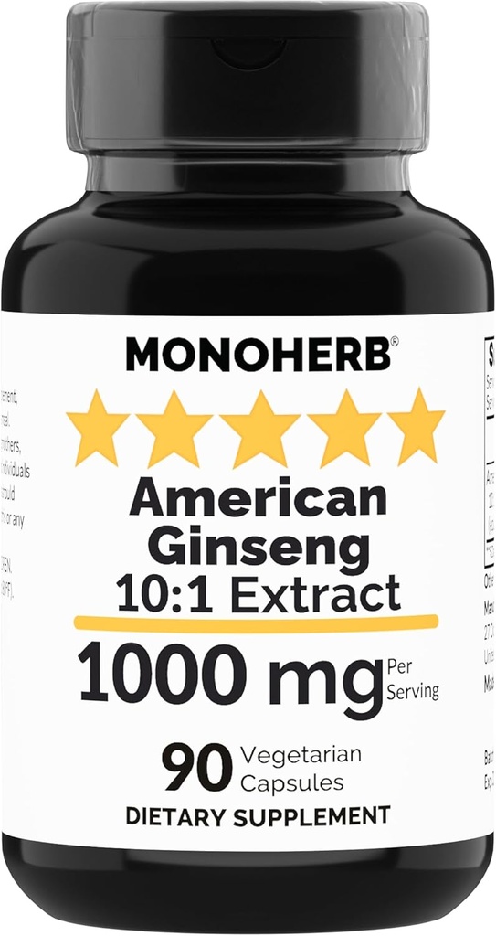 Estratto di Ginseng americano MONOHERB 1000 mg - 90 capsule vegetariane