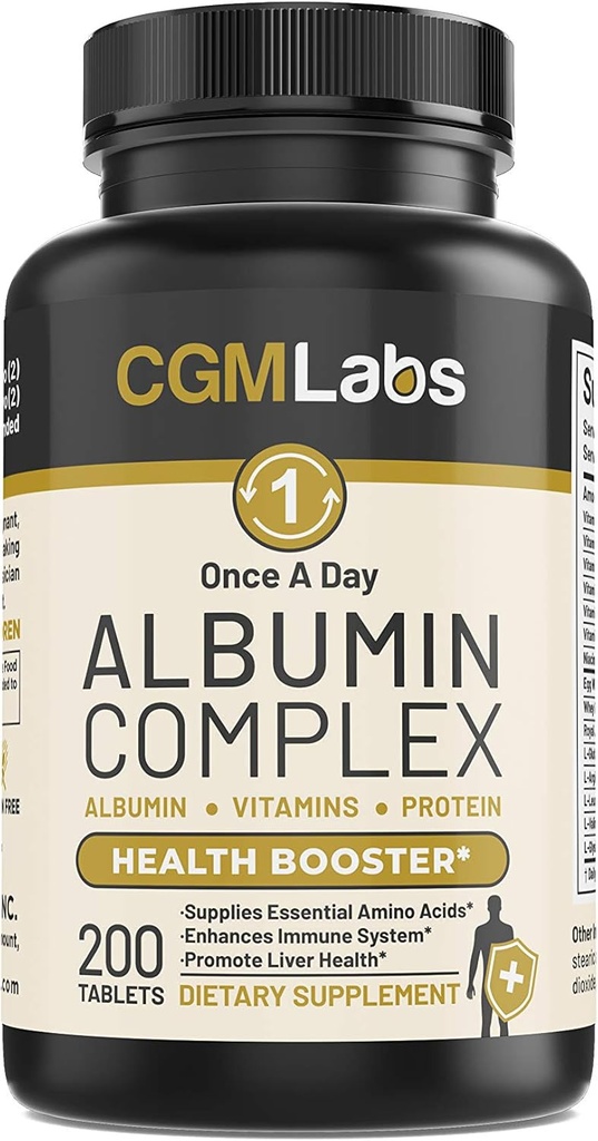 Una volta A Day Albumin Complex - Egg White Albumin, Whey Protein, Royal Jelly, Aminoacidi essenziali - 200Tablets