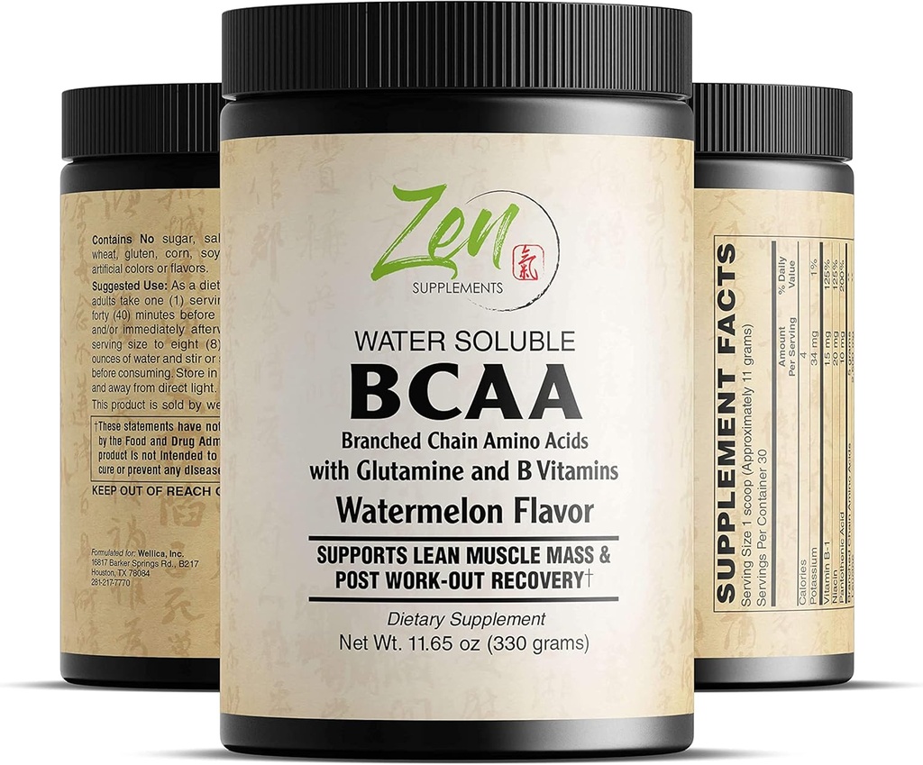 Integratori Zen - BCAA - Aminoacidi a catena Branch-Clean Fit, Keto Diet, Supporta la costruzione del muscolo, Migliora il recupero e aumenta la resistenza 330GR-Powder