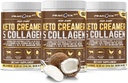 Collagen Keto Coffee Creamer Polvere 12.22 oz, Confezione da 3, Peptidi di collagene idrolizzati con Coconut MCT Olio, Magnesio, Polvere di proteine non aromatizzata, Crema di caffè senza zucchero per Smoothies