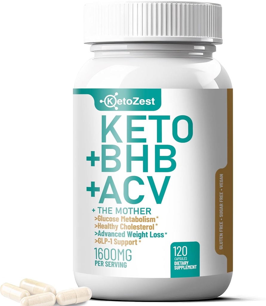 Keto ACV BHB capsule 1600mg per la perdita di peso avanzata & Belly Fat Burn - Aceto di sidro di mele organico con la madre chetoni Vegan supplemento - con vitamina D3 Zinc Chromium per le donne degli uomini