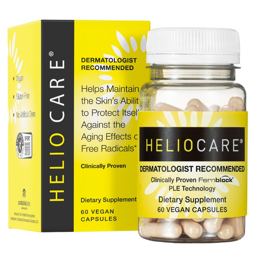 Heliocare Skin Care Integratore alimentare: 240mg Polypodium Leucotomos Extract Pills - Antioxidant Rich Formula con Fernblock e PLE Technology - 60 capsule vegetali