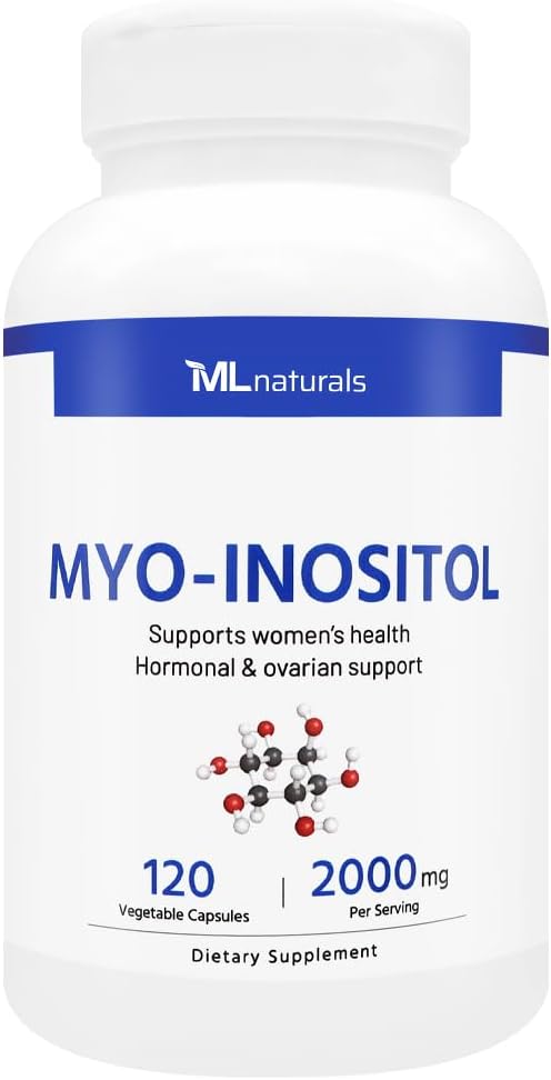 ML Naturals Myo-Inositol 2000 mg 120 capsule vegetali, NSF-Certified & cGMP-Compliant