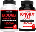 Estratto di Fadogia Agrestis (60 conte) Massima resistenza per la massa atletica e muscolare e Tongkat Ali per gli uomini (120 capsule) Tongkat Ali di Longjack per il supporto per la salute e la vitalità degli uomini - USA Made