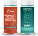 iwi Life Vegikrill & Heart Omega-3 Bundle, 30 Serve, Vegan Algae Omega 3, Krill & Fish Oil Alternative, No Fishy Aftertaste