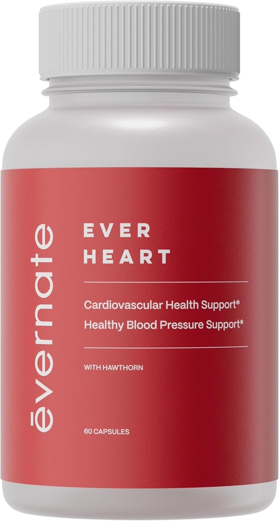 Ever Heart | Integratore di supporto per la pressione sanguigna | Combinazione di aglio, biancospino, ginkgo biloba, zinco, & L-Arginina | Non OGM, Gluten Free | Facile da ingoiare & Digest | 60 capsule
