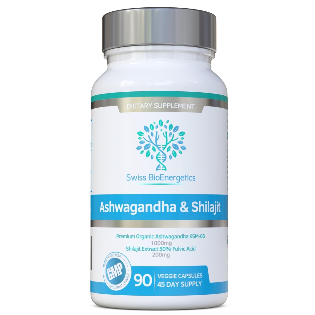 Ashwagandha & Shilajit - Ashwagandha KSM-66 1000mg & Estratto di Shilajit purificato 200mg (50% Acido Fulvico) - Nessun filler artificiale, Binders o agenti di flusso - adatto per Vegans