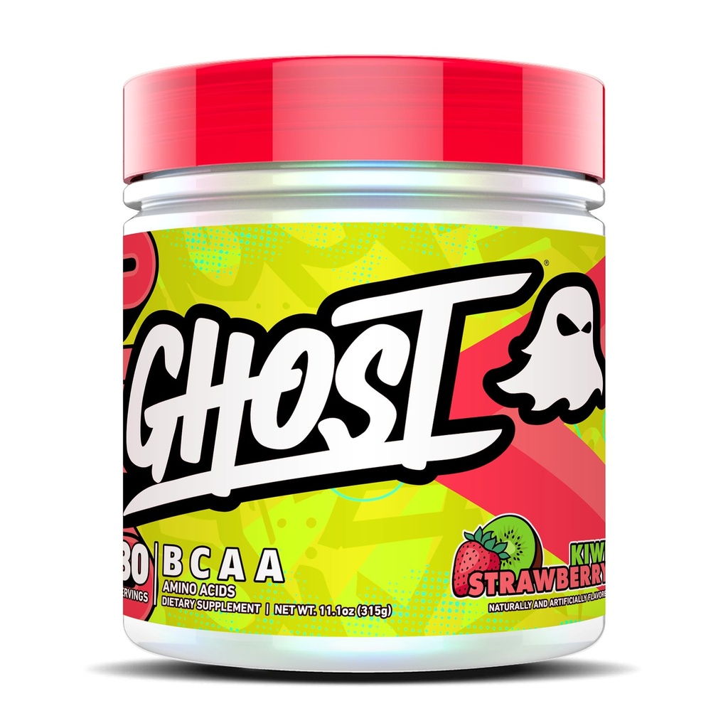 Supplemento di aminoacidi della polvere di GHOST BCAA, Kiwi fragola - 30 Serve - Intra senza zucchero, Post & Pre Workout Amino Powder & Recovery Drink, 7G BCAA