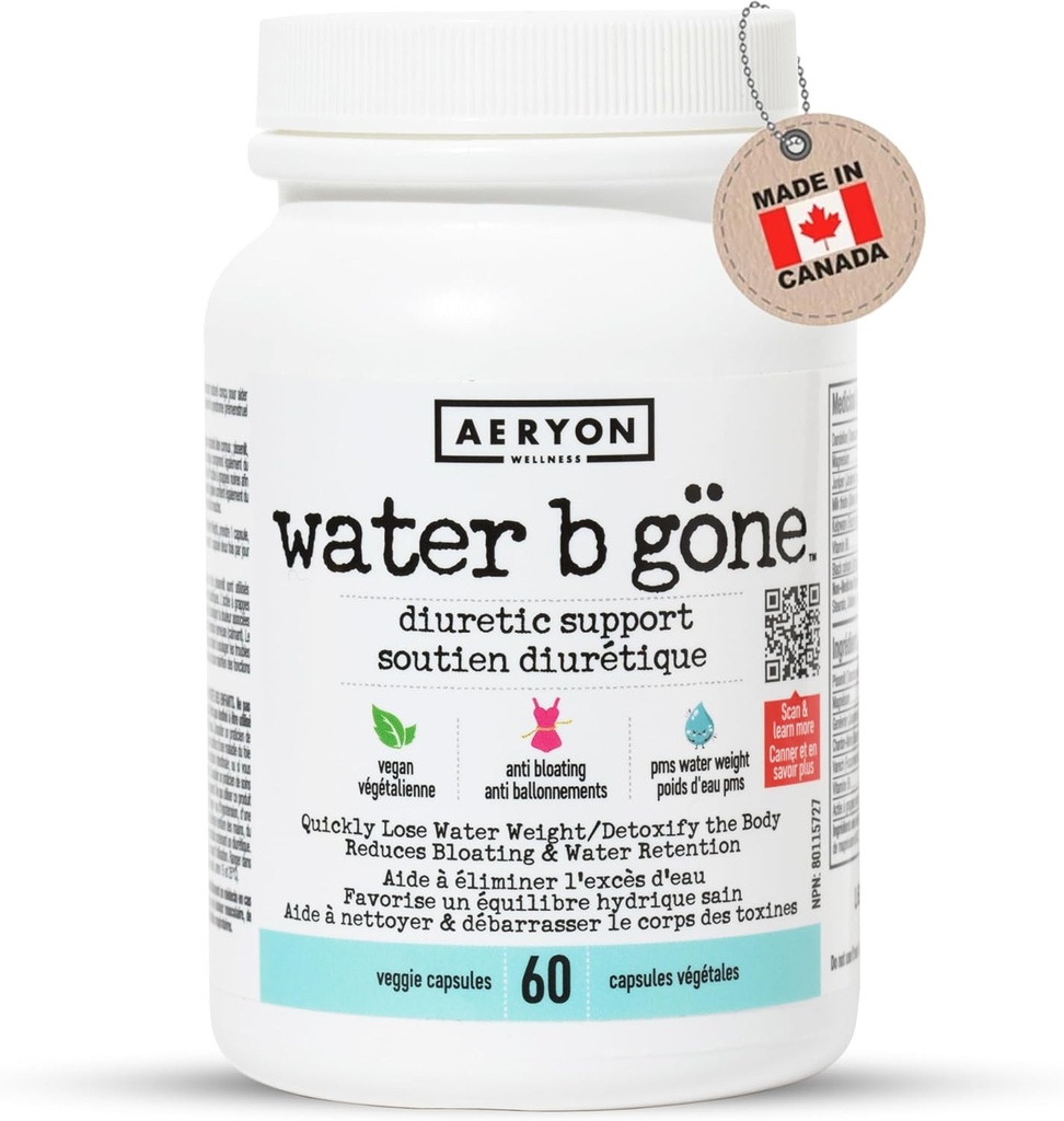 Acqua B Gone – Pillole diuretiche per le donne – Ridurre la ritenzione idrica e Bloating – Trovare il sollievo delle PMS – 60 capsule vegane - 20 giorni di alimentazione