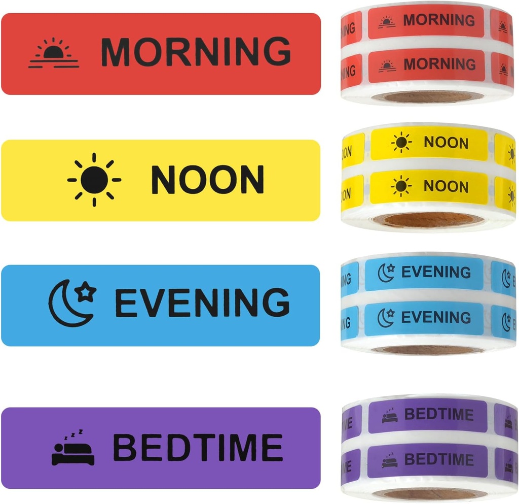 Etichetta di carta permanente Etichetta AM NOON PM per il caso di pillole Planner 0.4 * 1.6inch (Morning Noon sera Bedtime)