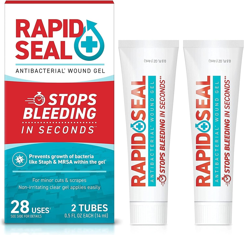 Gel Wound (2 Tubes) | Stops Bleeding in Seconds | Ideale per tagli, scrapes e rasoio Nicks per forniture di pronto soccorso di emergenza