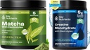 KEY NUTRIENTS Matcha Powder & Creatine Monohydrate Bundle – Unsweetened Matcha Green Tea (20 Serve) + Micronized Creatine Powder Supplement (60 Serve) – Aumentare l'energia, la messa a fuoco e le prestazioni