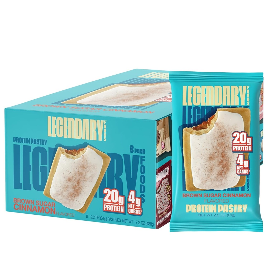Cibi leggendari 20gr Pasticceria proteica 9-Pack Bundle - Basso Carb Tasty Protein Bar Cedric Keto Friendly, No Zucchero Aggiunto Alto Proteina Snacks, Gluten Free Keto Food - Brown Sugar Cinnamon