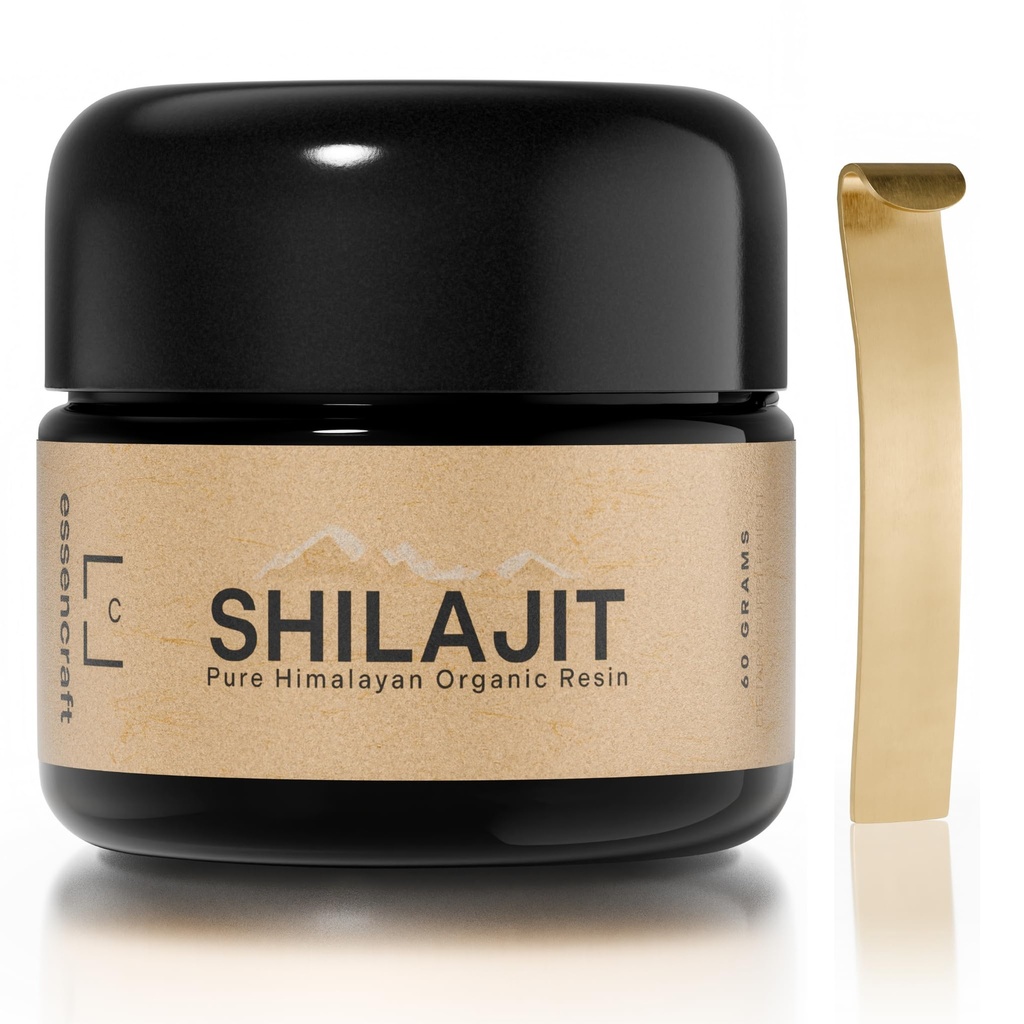 Organic Himalayan Shilajit Resina - 500mg Max Potency, Lab testato puro Shilajit per gli uomini e le donne, 85+ Trace Minerals Acido Fulvic, Supporto immunitario, Energy & Cognitive Performance, 4 mesi di alimentazione, 60g