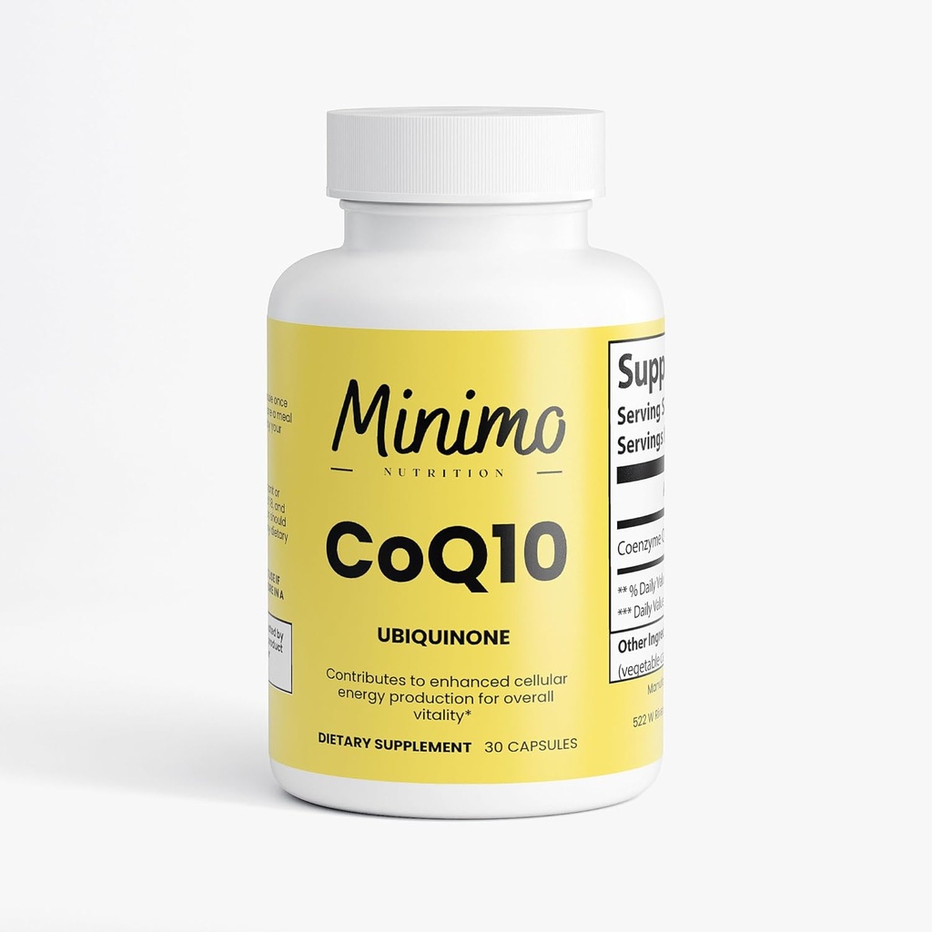 CoQ10 Ubiquinone 200mg, 3rd Party Testato, Ubiquinone Optimally Absorbed, Vegan, Gluten Free Dietary Supplement Support for Heart Health & Brain Function, 30 Capsule
