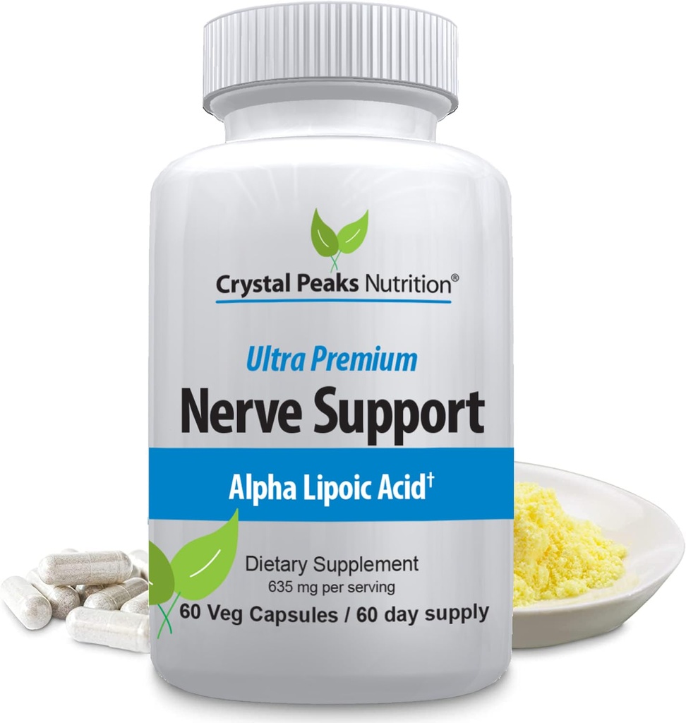 Integratore di supporto Nerve - Vitamine naturali con acido lipoico alfa 650mg ALA - Supplemento di supporto Nerve Premium - Mani e piedi - Tingling, Numbness - 60 capsule vegetali
