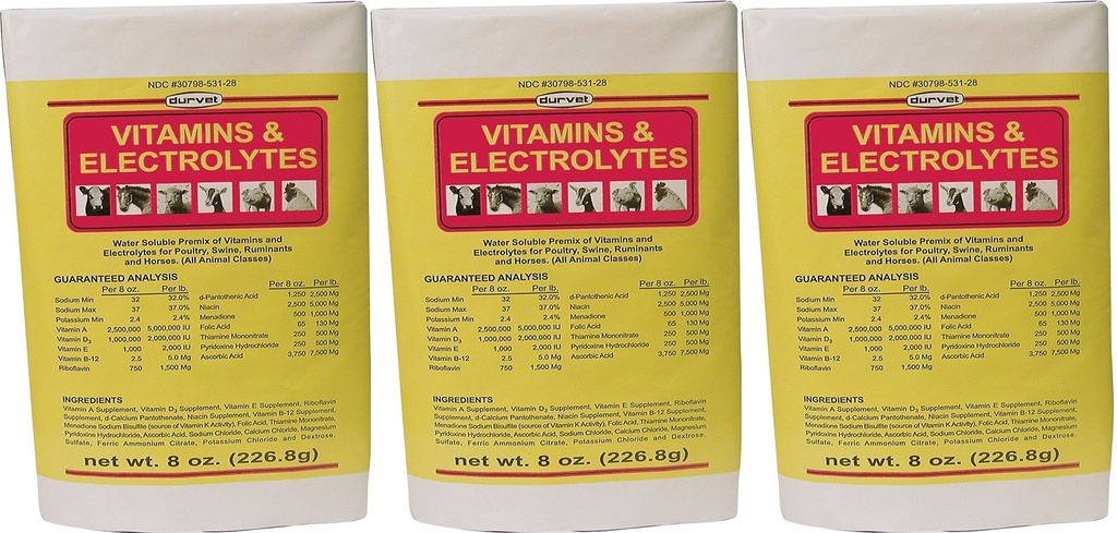 (3 Confezione) DURVET 136028 vitamine & Electrolytes, 8 oz3