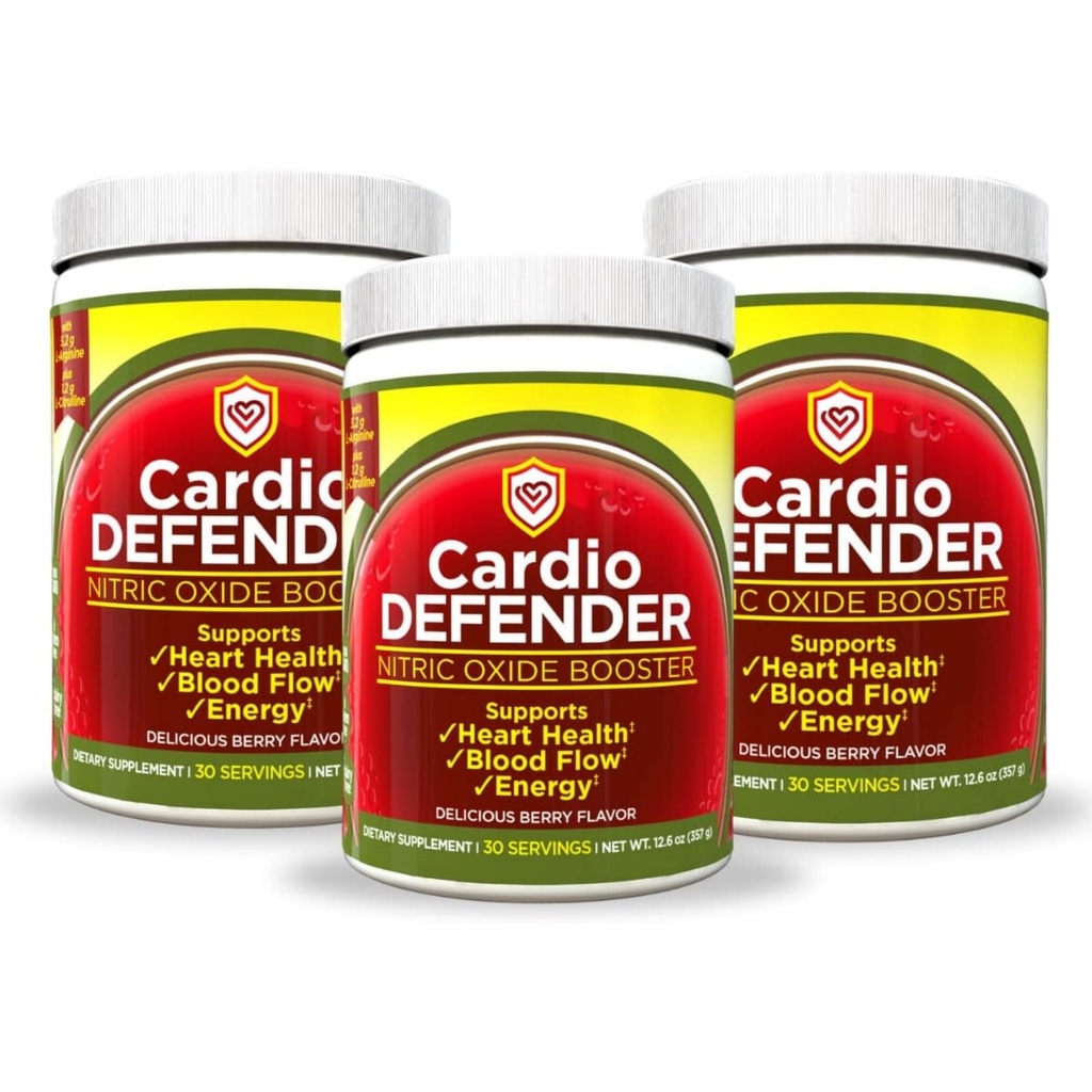 3 Pack, Nitric Oxide Booster Powder – L-Arginina 5.200mg + L-Citrullina 1.200mg – Miscela di bevanda di salute del cuore - Salute del cuore, Flusso di sangue, Energia, Endurance - Polvere di L-Arginina, Aroma di bacche