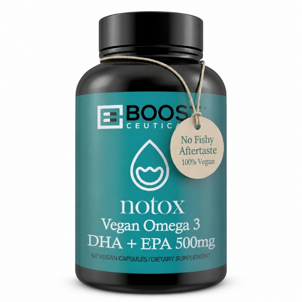 BoostCeuticals Vegan Omega 3 Supplemento 500mg Dha Epa Vegan Softgels - No Stearates Non GMO Gluten Free | 60 Ct Cuore e salute del cervello