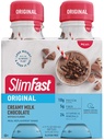 SlimFast Meal Sostituzione Shake, Cioccolato di latte cremoso originale, 10g di Pronti a Bere Proteine per Perdita di Peso, Bottiglia di 11 Fl Oz, 4 Conte (Piccolo Vario di Maggio)